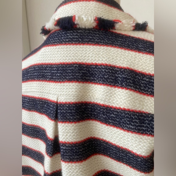 j. crew woven nautical striped double breast jacket cropped blazer sz. 10 - Picture 7 of 15